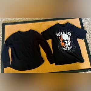 Black Old Navy Long-Sleeve Shirt And Black Rock & Roll Kids T-Shirt